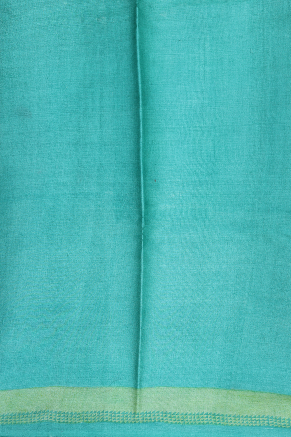 Tussar Silk Saree In Green And Cream With Checks Design