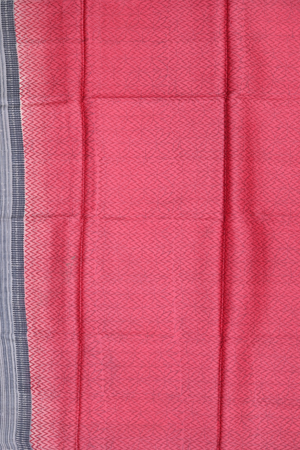 Tussar Silk Saree In Charcoal Grey With Printed Design
