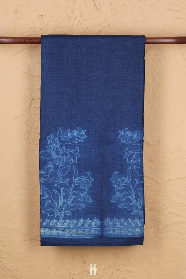 Tussar Silk Saree In Blue With Shibori Design