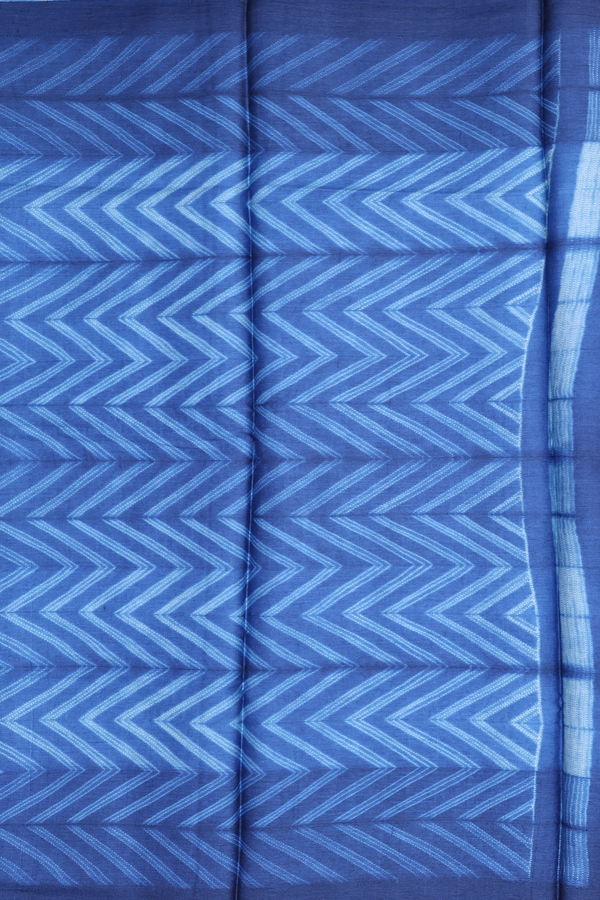 Tussar Silk Saree In Blue With Shibori Design
