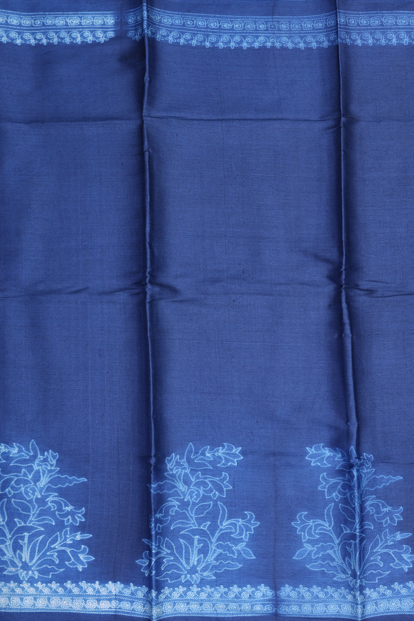 Tussar Silk Saree In Blue With Shibori Design