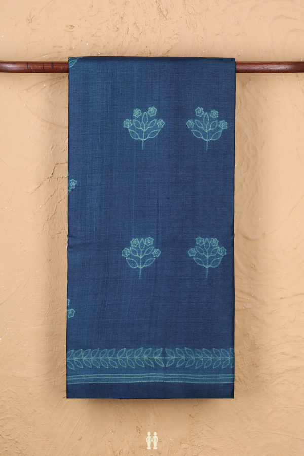 Tussar Silk Saree In Oxford Blue With Shibori Design