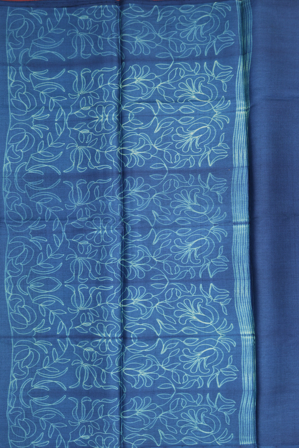 Tussar Silk Saree In Oxford Blue With Shibori Design