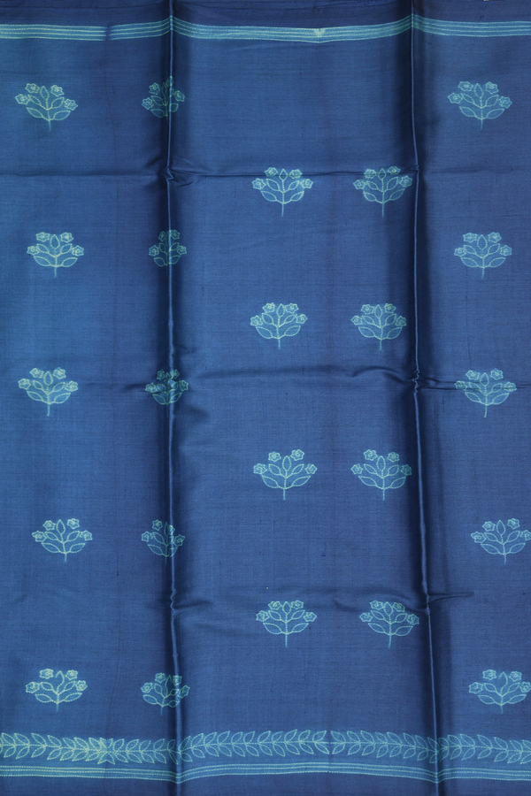 Tussar Silk Saree In Oxford Blue With Shibori Design