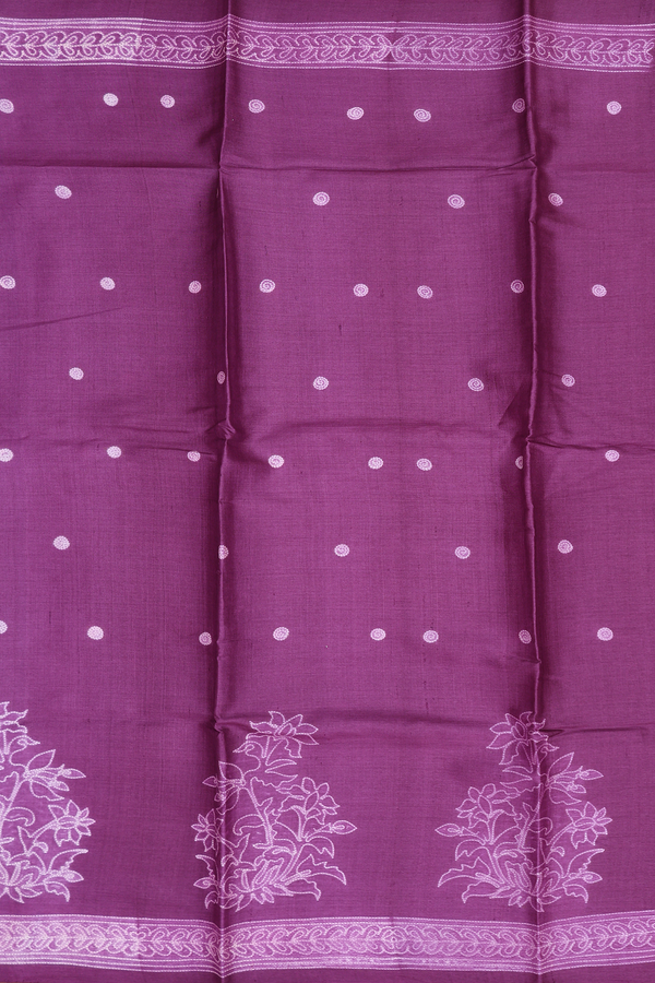 Tussar Silk Saree In Purple With Shibori Design