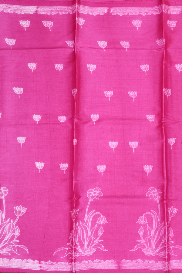 Tussar Silk Saree In Pink With Shibori Design