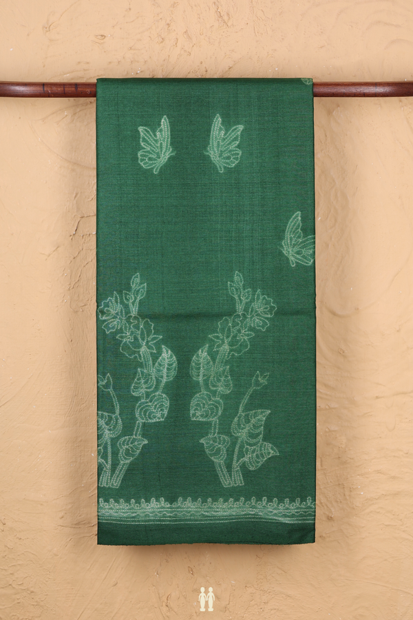 Tussar Silk Saree In Forest Green With Shibori Design