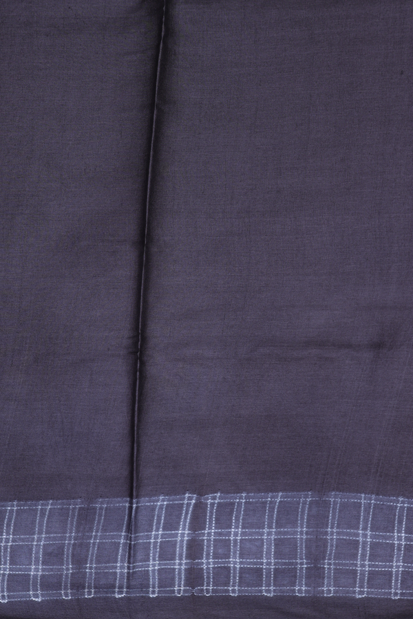 Tussar Silk Saree In Charcoal Grey With Printed Design