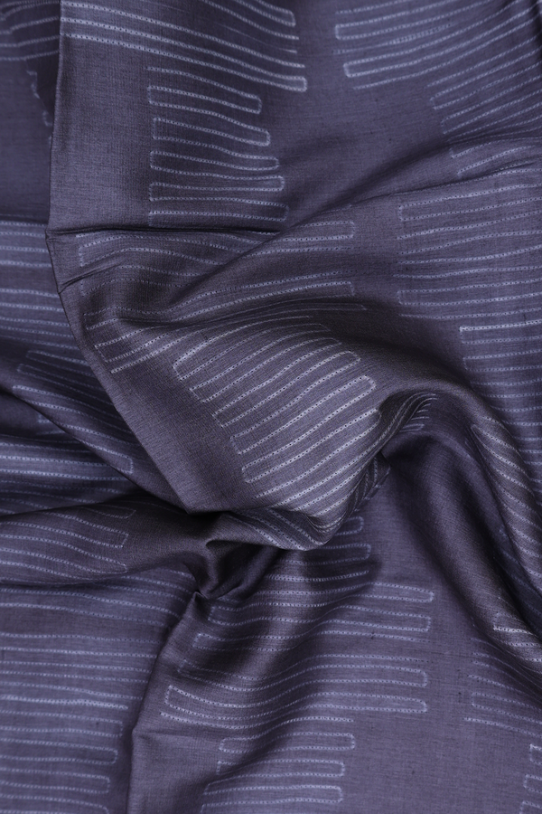 Tussar Silk Saree In Charcoal Grey With Printed Design