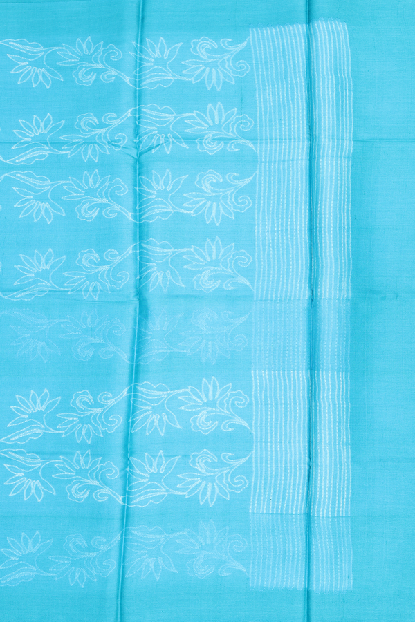 Tussar Silk Saree In Blue With Shibori Design