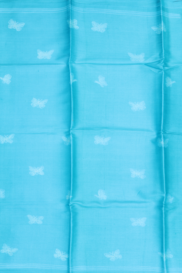 Tussar Silk Saree In Blue With Shibori Design