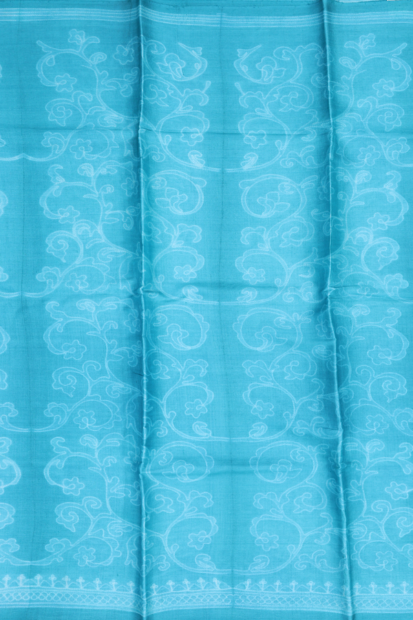 Tussar Silk Saree In Blue With Shibori Design