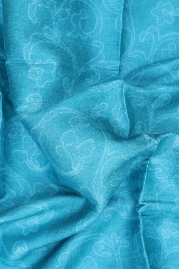 Tussar Silk Saree In Blue With Shibori Design