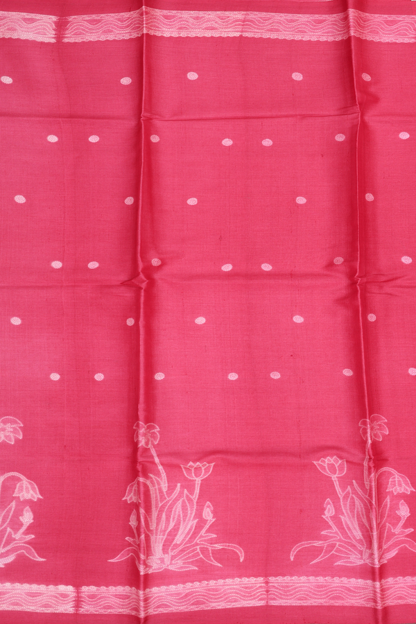 Tussar Silk Saree In Red With Shibori Design