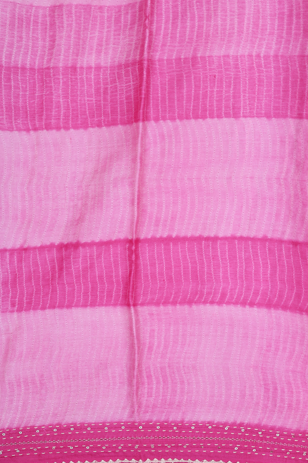 Tussar Silk Saree In Pink With Shibori Design