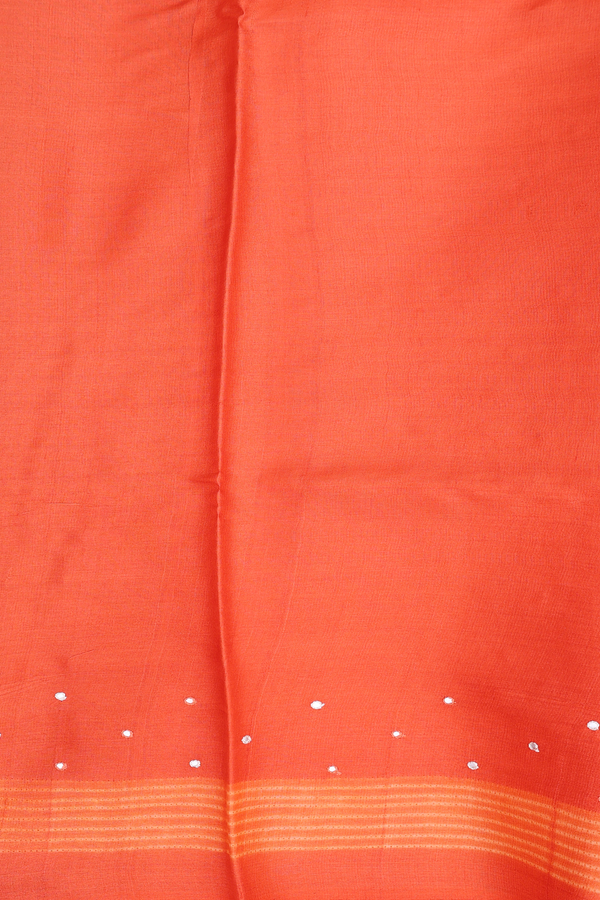 Tussar Silk Saree In Bright Orange With Shibori Design