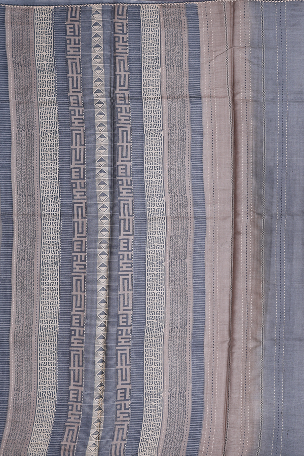 Tussar Silk Saree In Cocoa Brown With Printed Design
