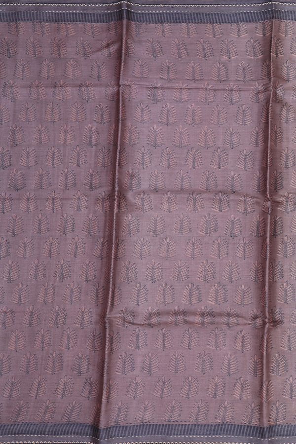 Tussar Silk Saree In Cocoa Brown With Printed Design