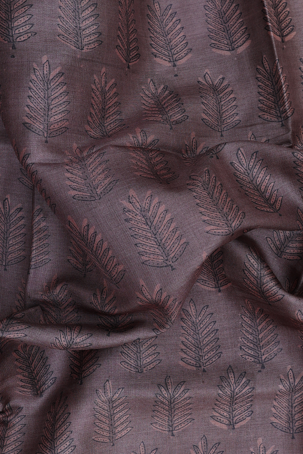 Tussar Silk Saree In Cocoa Brown With Printed Design