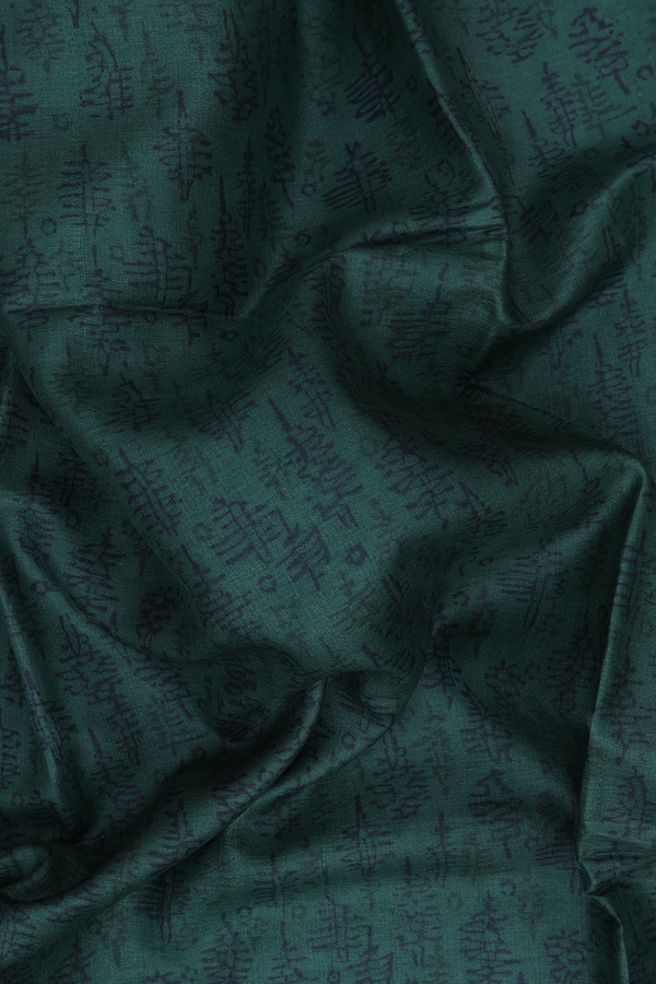 Tussar Silk Saree In Dark Green With Printed Design
