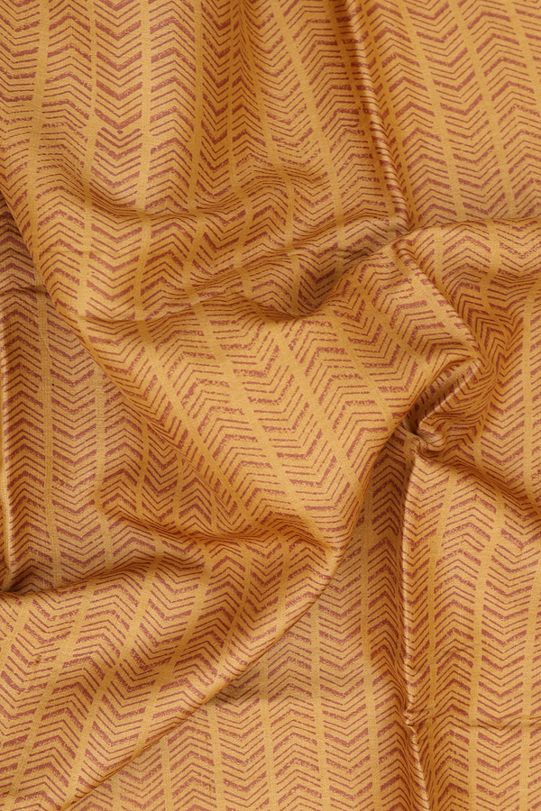 Tussar Silk Saree In Golden Yellow With Stripes Design