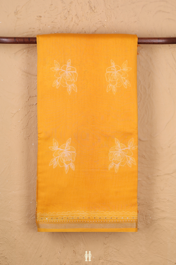 Chanderi Silk Cotton Saree In Yellow With Shibori Design