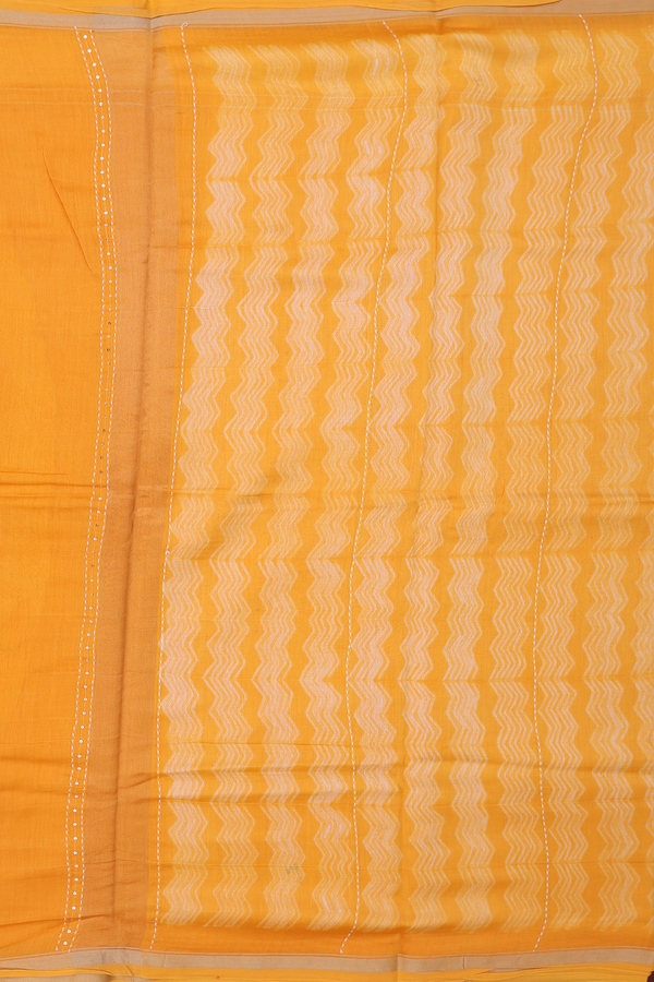 Chanderi Silk Cotton Saree In Yellow With Shibori Design