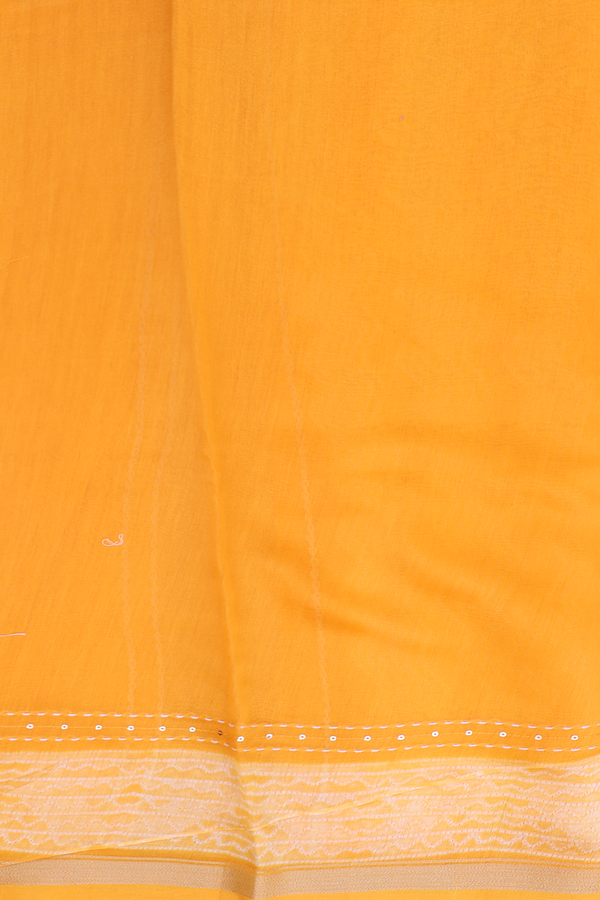 Chanderi Silk Cotton Saree In Yellow With Shibori Design