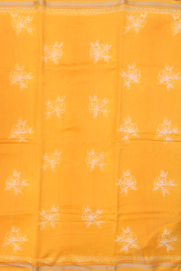 Chanderi Silk Cotton Saree In Yellow With Shibori Design