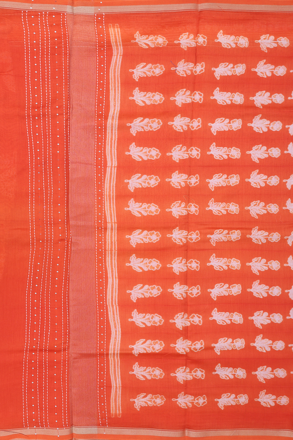 Chanderi Silk Cotton Saree Spiced Orange With Shibori Design