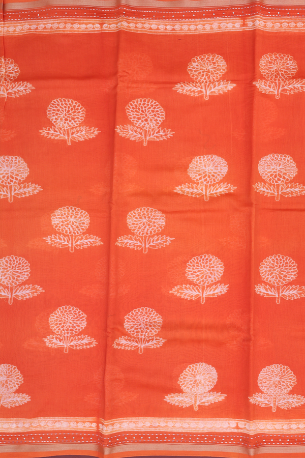 Chanderi Silk Cotton Saree Spiced Orange With Shibori Design