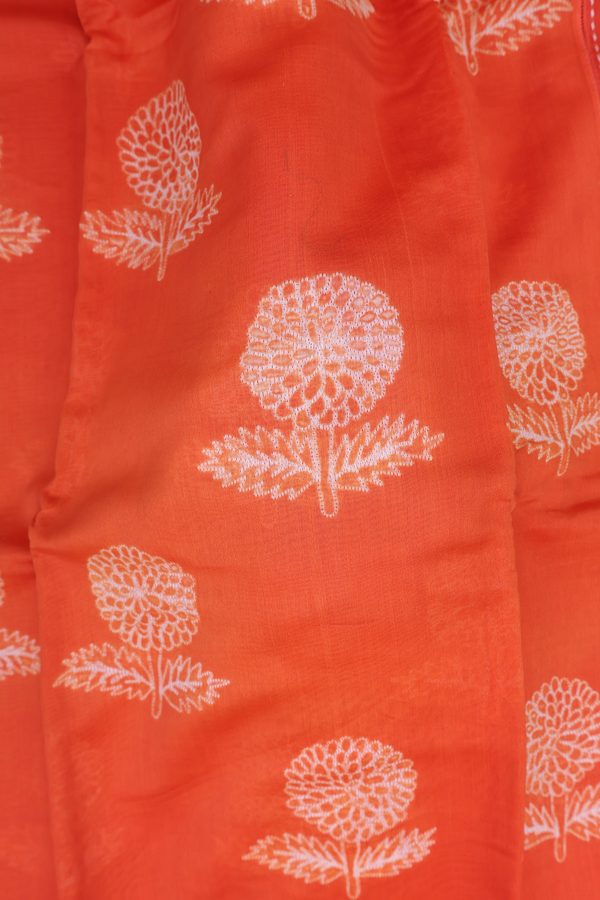 Chanderi Silk Cotton Saree Spiced Orange With Shibori Design