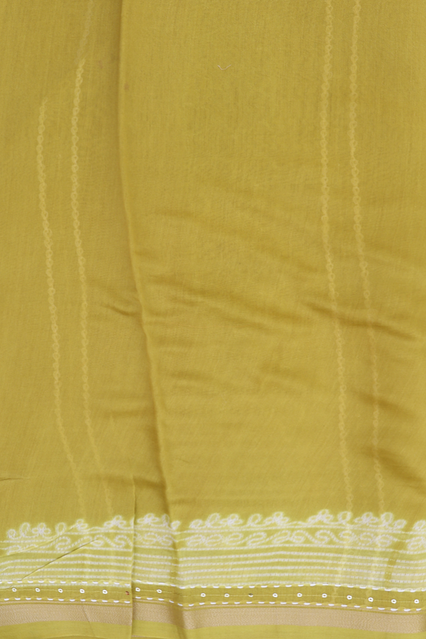 Chanderi Silk Cotton Saree In Pear Green With Shibori Design