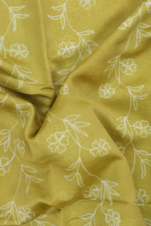 Chanderi Silk Cotton Saree In Pear Green With Shibori Design