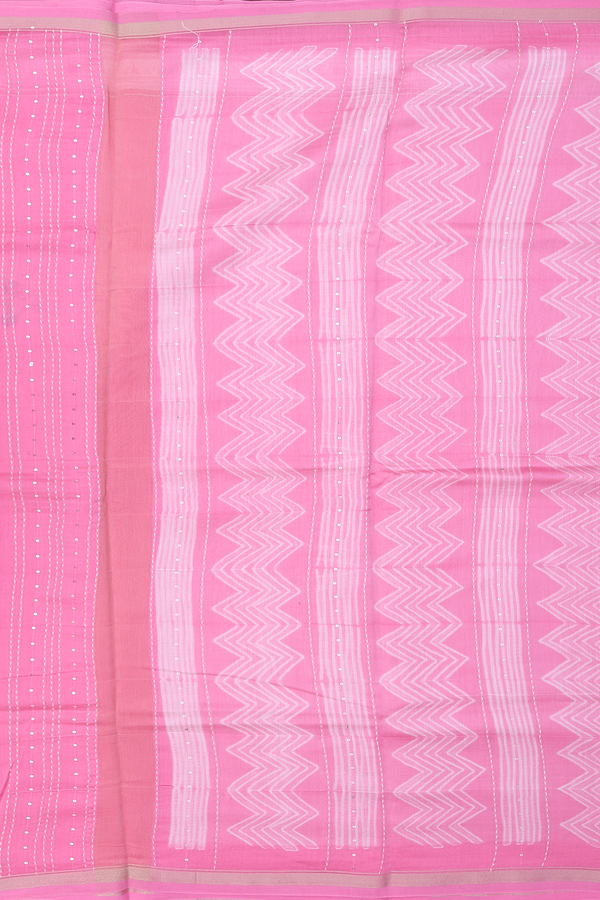 Chanderi Silk Cotton Saree In Pink With Shibori Design
