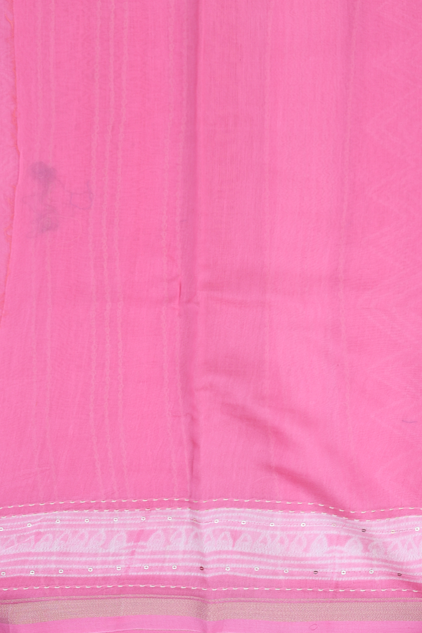 Chanderi Silk Cotton Saree In Pink With Shibori Design