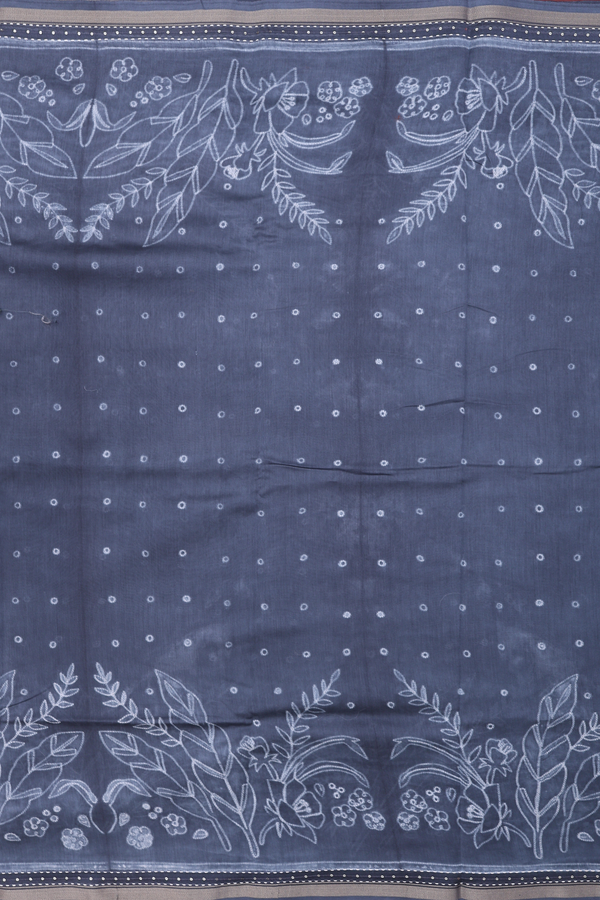 Chanderi Silk Cotton Saree Charcoal Grey With Shibori Design