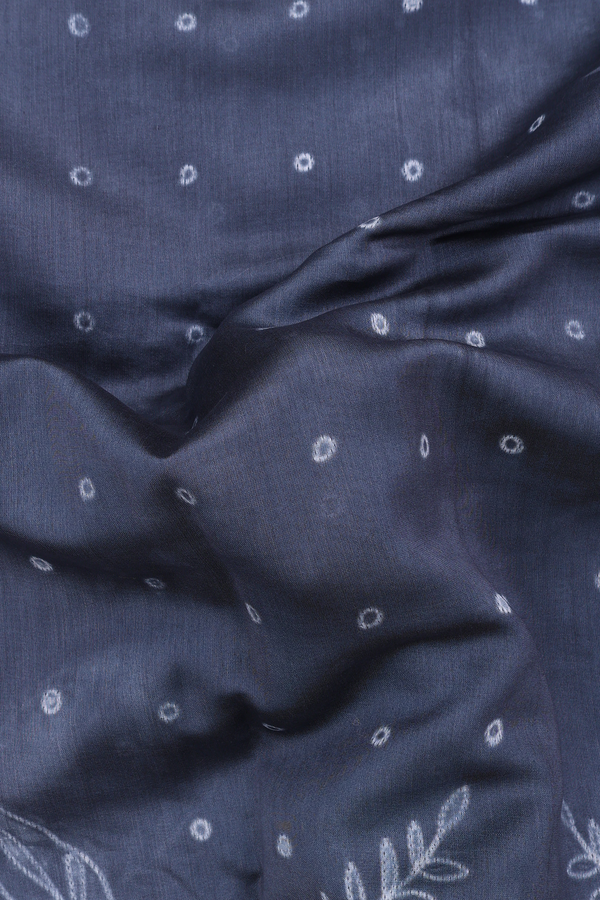 Chanderi Silk Cotton Saree Charcoal Grey With Shibori Design