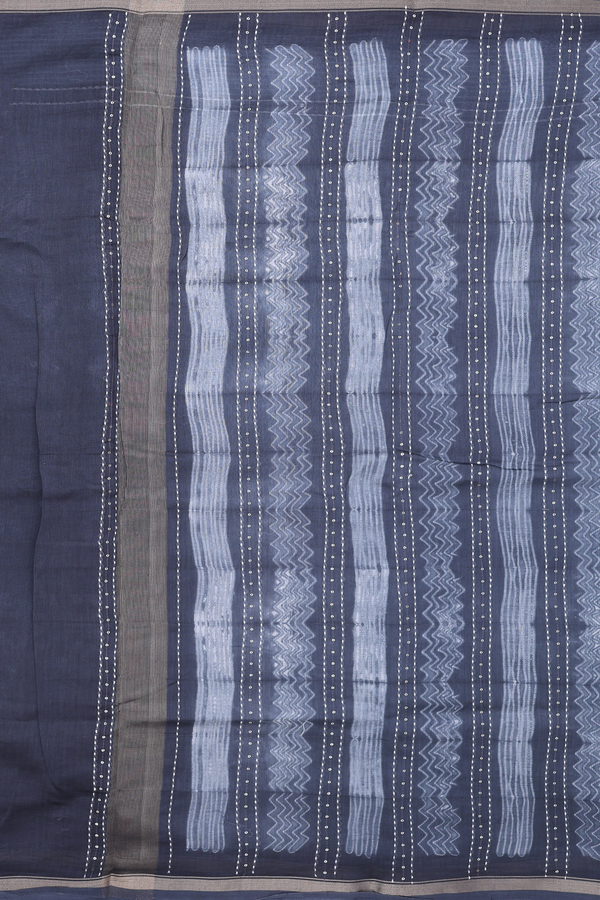 Chanderi Silk Cotton Saree Charcoal Grey With Shibori Design
