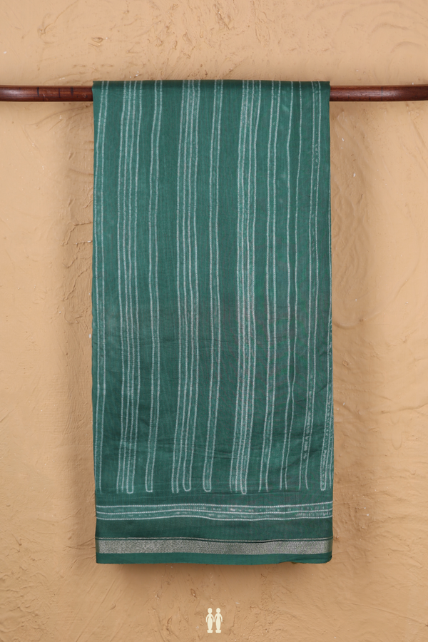 Chanderi Silk Cotton Saree In Green With Shibori Design