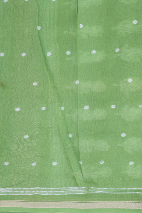 Chanderi Silk Cotton Saree In Green With Shibori Design