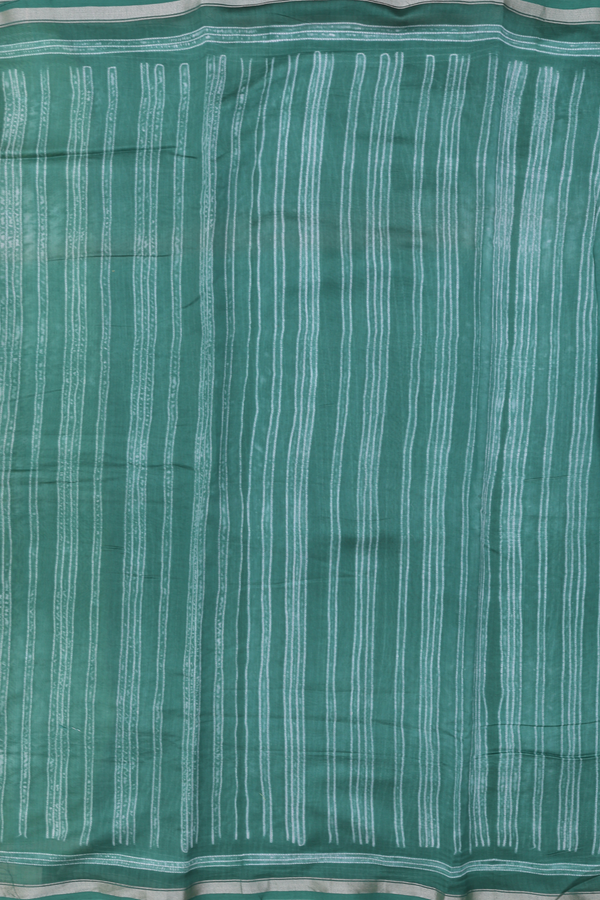 Chanderi Silk Cotton Saree In Green With Shibori Design