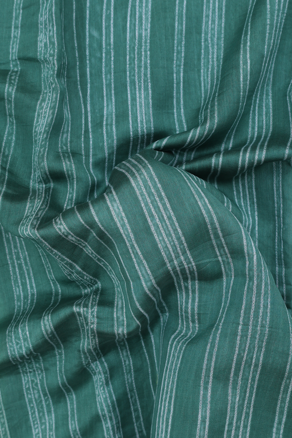 Chanderi Silk Cotton Saree In Green With Shibori Design