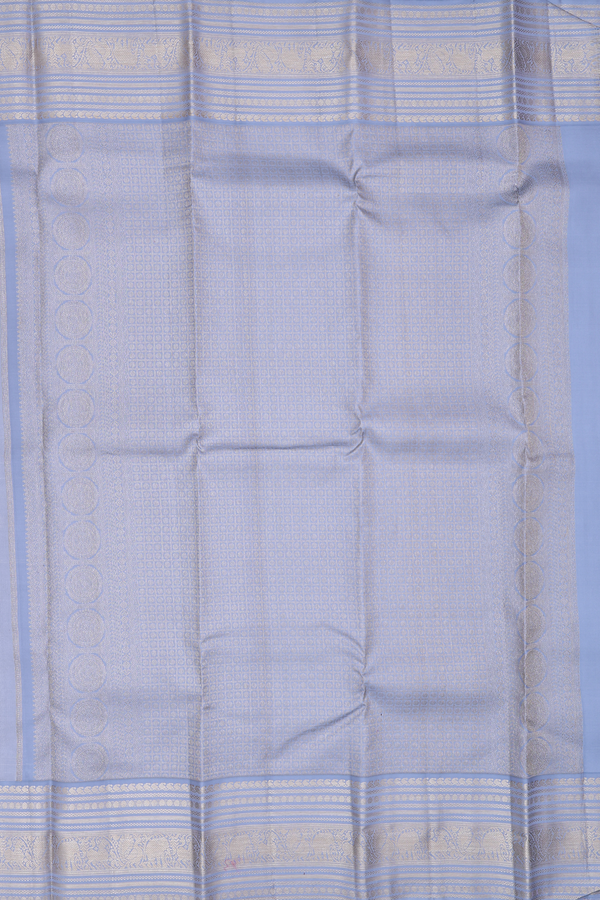 Kanchipuram Silk Saree In Off White With Zari Buttas