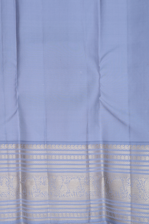 Kanchipuram Silk Saree In Off White With Zari Buttas