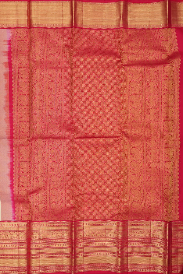 Kanchipuram Silk Saree In Cream Color With Paisley Buttas