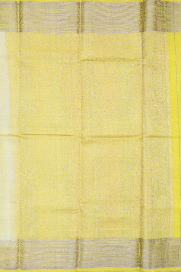 Kota Silk Saree In Green And Yellow With Stripes Design