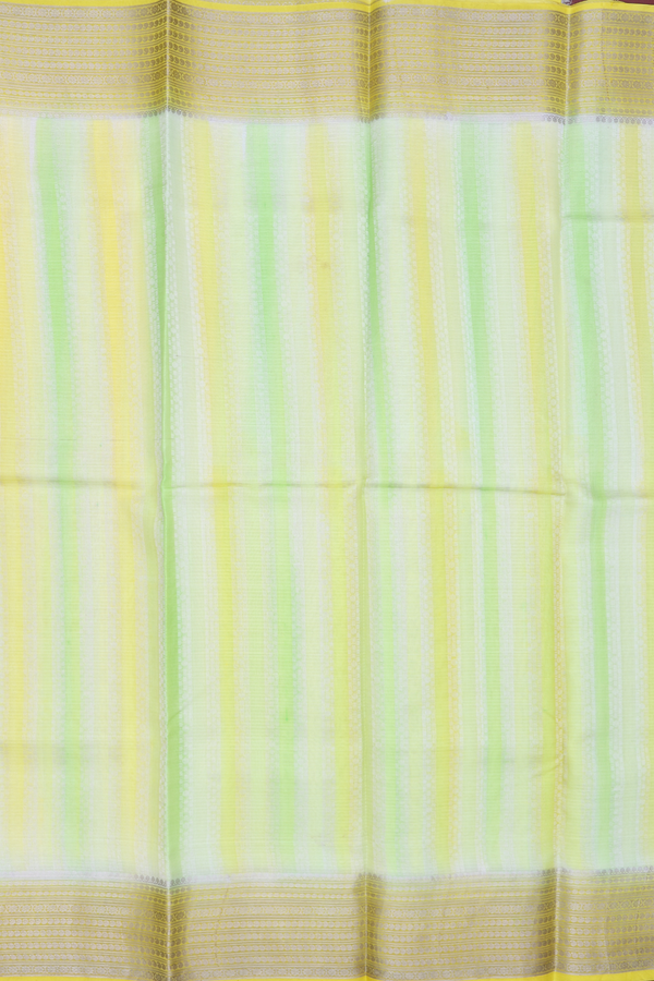 Kota Silk Saree In Green And Yellow With Stripes Design