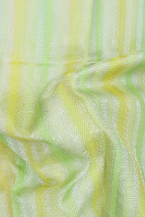 Kota Silk Saree In Green And Yellow With Stripes Design
