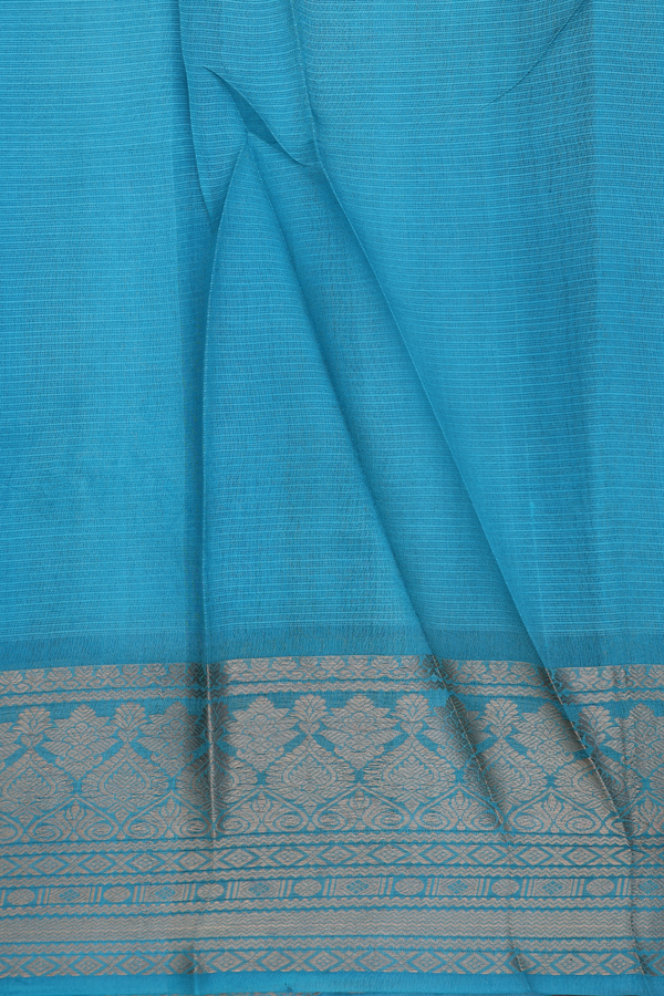 Kota Silk Saree In Green And Blue With Stripes Design